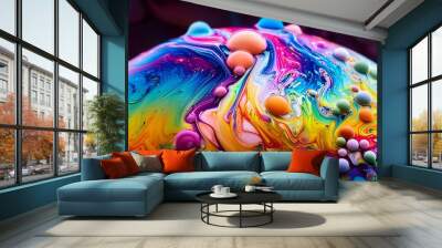 Colorful abstract macro of liquid art patterns Wall mural