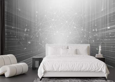 Grey white Abstract technology background,Hi tech digital connect, communication, high technology concept, science, technology background  Wall mural