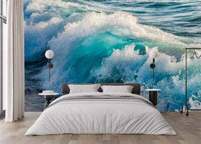 Ocean Foam Abstract texture concept in blue and aqua colors Wall mural