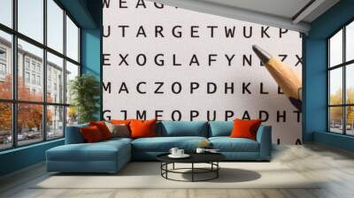 Word search, puzzle. Concept about finding, Wall mural