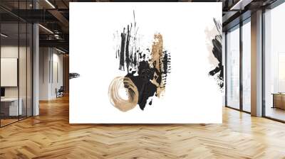 Oil texture. Acrylic paint. Textured arrangements. Black dark ink blush pink white gold illustration elements. Background. Abstract modern print set. Logo. Wall art. Poster. Business card. Wallpaper. Wall mural