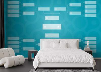 Football match schedule. Tournament chart for groups and teams. Football cup final round with all national flags of the world. Vector illustration. Wall mural