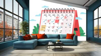 calendar time management concept. vector conceptual illustration of a big desk calendar showing mont Wall mural