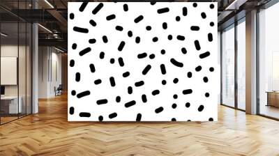 Black shapeless dots painted by hand with pensil. Decorative abstract backdrop background. Illustration. Wall mural