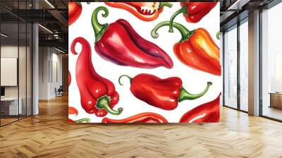 Hot red pepper watercolor illustration. Wall mural