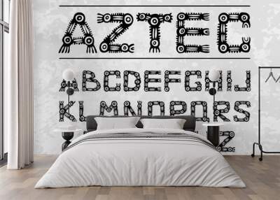 Aztec ancient ethnic alphabet on grunge background  Wall mural