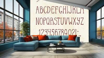 English hand drawn alphabet and arrows Wall mural