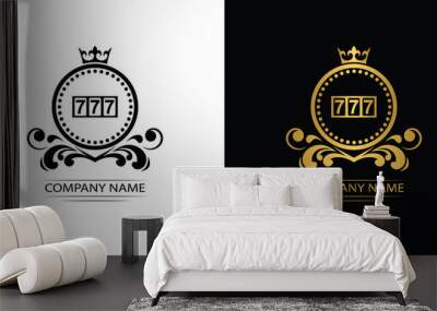 casino logo template luxury royal vector company seven, symbol of gambling emblem with crown	
 Wall mural