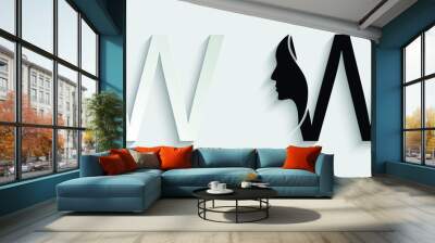 letter W woman face vector template logo beauty salon  Wall mural