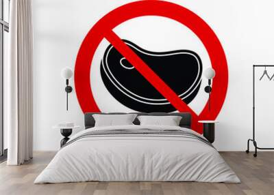 No  meat icon vector no beaf food sign The red circle prohibiting sing  Wall mural