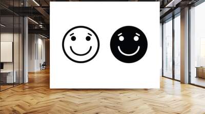 smile icon/ Happy face/ line style icon/ black vector symbol of smile Wall mural