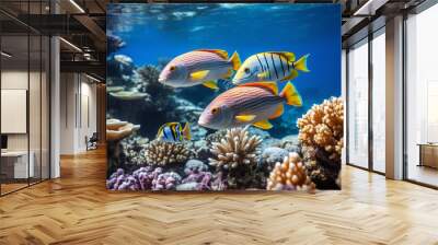 Group of colorful fish and sea animals in the ocean,ai generated Wall mural