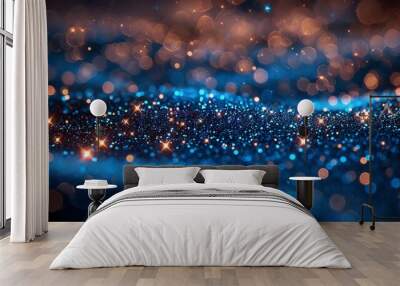 Bright glitter blue abstract background rendered in 3D. Wall mural