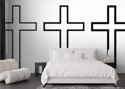 Christian cross icon set. Crucifix vector illustration isolated on white background. Wall mural