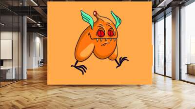 Food monster is an evil headless chicken carcass. Crazy illustration for design or textile print Wall mural