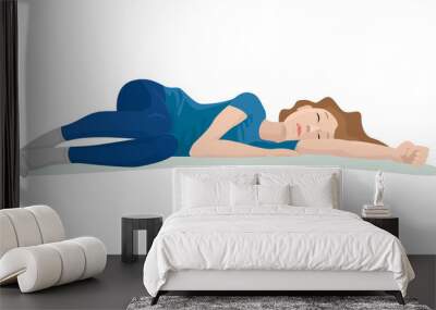 Girl is laying on the floor. Vector illustration Wall mural