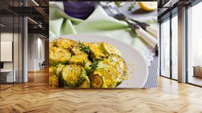 Fried zucchini with lemon zest Wall mural