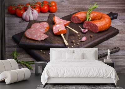 Smoked sausage with spices Wall mural