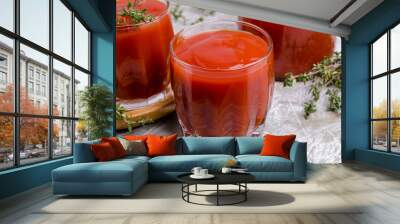 Thick red vegetable juice Wall mural