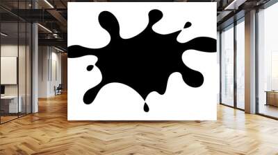 Ink stain icon. Black paint splatter. Vector illustration. Wall mural