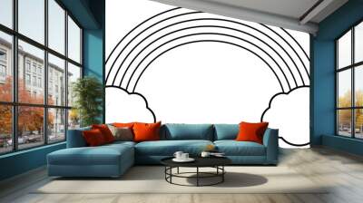 Rainbow with clouds. Coloring book. Wall mural