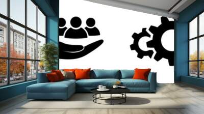 research, progress, customer care and leadership icon set in flat style. search man, customer retent Wall mural