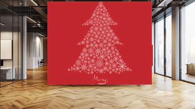 Christmas tree made from snowflakes Wall mural