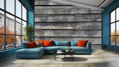 Weathered grey wooden board wall, to use as a background Wall mural