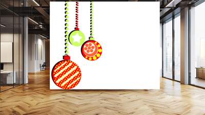 Christmas balls with designs on a white background.Merry Christm Wall mural