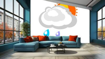 Rain cloud covers the sun. Simple graphics in flat style. Sign o Wall mural