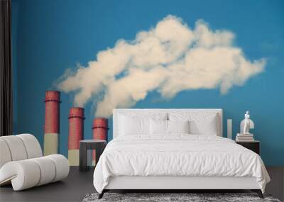 Pipe and smoke. Air emissions. Waste processing factories and plants. Wall mural