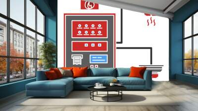 Icon of control panel fire alarm, control panel for smoke detector and indicator Wall mural