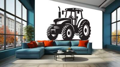 Minimalistic Black and White Tractor: Stylized Graphic Art Wall mural