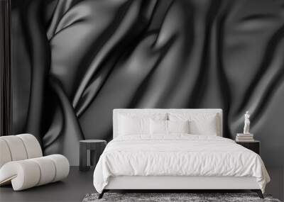 Abstract background luxury cloth. Smooth elegant black silk or satin Wall mural