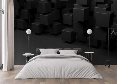 Abstract Dark Cubes Futuristic Design Background Wall mural