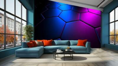 Colorful hexagon blocks shine glossy abstract background Wall mural