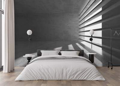 Dark concrete empty room. Modern architecture design Wall mural