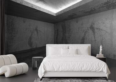 Dark empty concrete basement room interior. Urban architecture b Wall mural