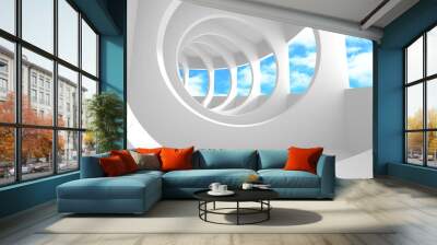 empty white room interior with window to sky Wall mural