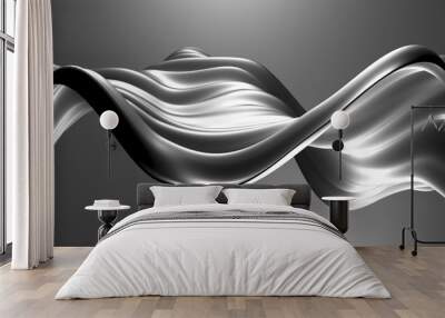 Metallic abstract wavy liquid background Wall mural