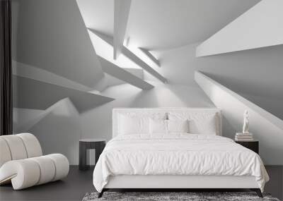 Minimalistic room space. White clean empty architecture interior Wall mural