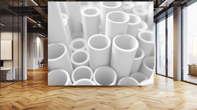 Stack of white pipes background Wall mural