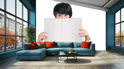 shot of young girl holding a blank magazine Wall mural