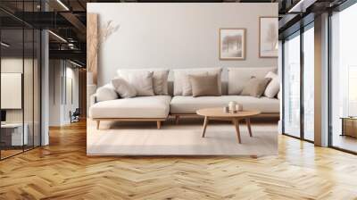 eco friendly home interior with warmth depth and dimension to any space creating an inviting atmosphere. Natural fibers like wool linen cotton bringing a sense of sustainability living room interior Wall mural