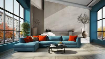 home interior design concept minimal house decorating cosy comfort living room white and beige colour daylight cosy comfort ambient home decorate natural style Wall mural