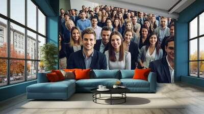 portrait shot diverse group of business professionals Modern multi ethnic business team standing and looking at camera,ai generate Wall mural