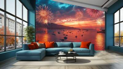 4th of July fireworks Wall mural