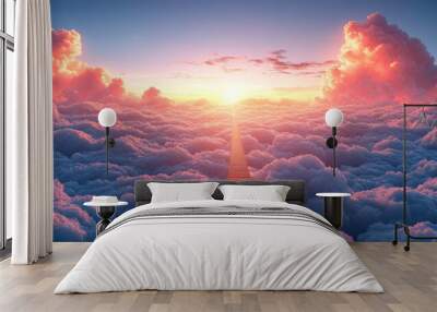 A path to heaven with a stunning sunset backdrop. Wall mural