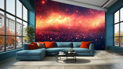 A sparkling, abstract background with red, orange, and yellow bokeh lights. Wall mural