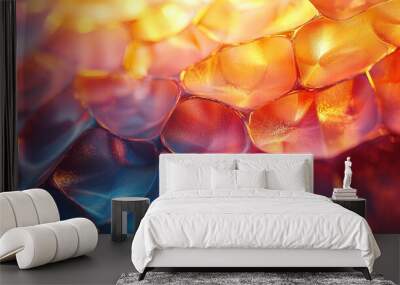 Abstract background of colorful, shiny, and textured surfaces. Wall mural